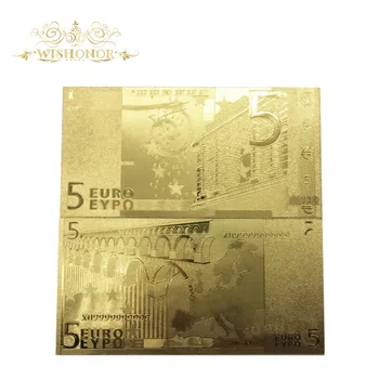 Altın 10 adet/Çok Güzel Avrupa Altın Banknot 5 Euro Banknotlar Koleksiyonu İçin Sahte Kağıt Para Kaplama