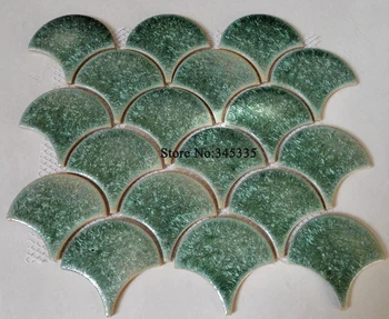 Yeni balık pulu yeşil seramik mozaik karo sundurmayı mutfak banyo duvar kağıdı arka plan duvar karoları fan kapalı porselen duş