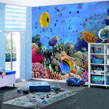 Çocuk Odası Sualtı Dünyası Çocuk Odası Oturma Odası Kanepe TV arka Plan Fotoğraf duvar Kağıdı Duvarlar İçin özel 3D Duvar Kağıdı
