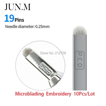 0.25 mm 10 adet PSD 19 pin u şekli Sabit iğne microblading u sabit bıçaklar microblading kalem Kaş dövme malzemeleri