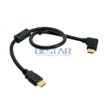 0,5 M 90 Derece Sağa HDMI Erkek Kablo hdmı Siyah destek 50cm 1.4 & 3D ve ethernet Tip A HDMI Erkek Açılı