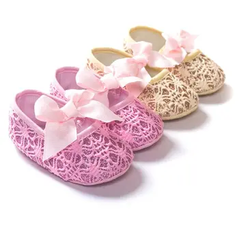 0 yeni Marka Bebek-18 Bebek Kızlar Prenses Ayakkabıları Yumuşak Tabanlı İlk Walkers Beşik Ayakkabı Ilmek