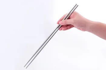 094 Boya Olmadan 2pairs 39cm Uzun Çubuk Makarna Kızarmış Erişte güveç Paslanmaz Çelik Metal Chopsticks KV