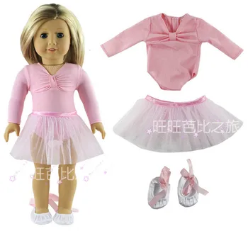1 18 İnç Amerikan Kız Moda Pembe Bale elbise Bebek Elbise seti
