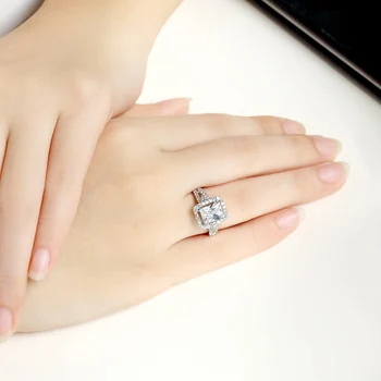 1.5 Karat SONA Ring Dikdörtgen Düğün Halo Nişan Sevgilisi 925 Gümüş Kadınlar Hediye Moda Takı Söz Yüzükleri Bantları