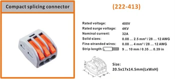(1 adet) 3 pin evrensel kompakt kablo konnektör Terminal kablo konnektör wago 3 Tel bağlayıcı hızlı 413A engellemek için