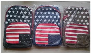 1 adet ABD bayrağı 3D star perçin şerit tuval packbag bayrak öğrenci okul çantası seyahat çantası sırt çantası