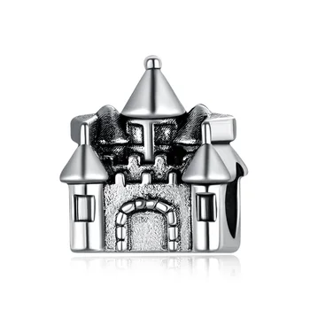 1 adet Gümüş tatlı ev ev büyük delik çekicilik boncuk Avrupa Charm Bilezik boncuk ZAB278 Uyuyor