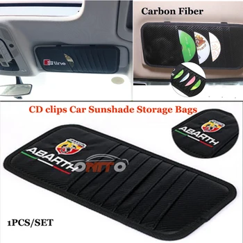 1 ADET/İç Araba aksesuarları Araba Şemsiye ABARTH LOGO rozeti Çanta Depolama Kutusu CD Klipler Karbon Fiber PU SET