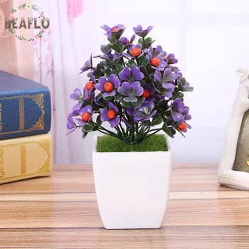 1 ADET Kırsal Plastik Yonca Saksı Bitki Yapay Çiçekler Bonsai saksı Ev Dekoratif 5 Renk Set