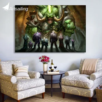1 adet oturma odası ücretsiz kargo/XA1741C için Orc Lord of warcraft oyunu HD posterler ve baskılar duvar resimleri tuval