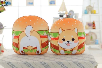 1 adet Peluş Japon Anime Corgi Pet Shiba Inu Köpek Kafası Hamburger Oyuncak Yastık Eller Yastık Doğum günü Hediyesi Ev Mağaza Dekorasyonu Sıcak