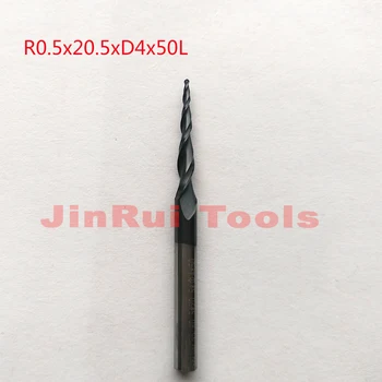 1 adet Ro.*20.5*D4 5*50 L*2F HRC55 Tungsten karbür Kaplı Konik küresel uçlu parmak freze CNC freze bıçakları ahşap bıçak araçları