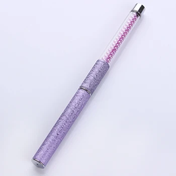 1 adet UV Jel Boyama 8 Fırça Kalem# Yuvarlak/Düz Kafa Mor Rhinestone Manikür Tırnak Sanat Aracı Tanıtıcı