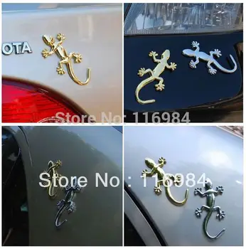 1 adet x Kertenkele Araba Amblem Rozet Logosu Çıkartma Etiket Araba Kamyon Motosiklet Bisiklet Aksesuarları, Gümüş,Altın