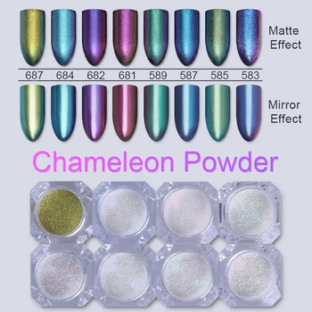 1 Kutu Chameleon Ayna Tırnak Glitter Toz Muhteşem Tırnak Sanat Krom Pigment Tırnak Sanat Pırıltılar Yapması