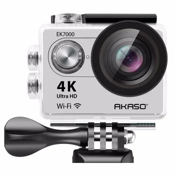 ( 1 Pil)AKASO EK7000 4K WİFİ Spor Eylem Kamera Ultra HD su Geçirmez DV VİDEO Kamera 170 Derece Geniş Açı Adaçayı/Gümüş