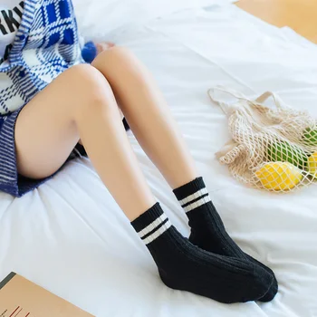 1 çift Kadın Çorabı Kışın Sıcak Rahat Kalın Örgü, İki Bar Kalınlaşma Yün Çorap Popüler Casual Kadın Çorap Kişiselleştirilmiş