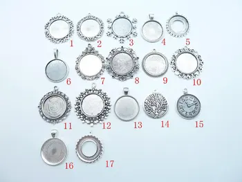 10 adet 25 mm antika Gümüş Taban Ayar Kolye-Tepsiler cabochon Kare cameo Cazibe,Tepsi tabanı ayarı