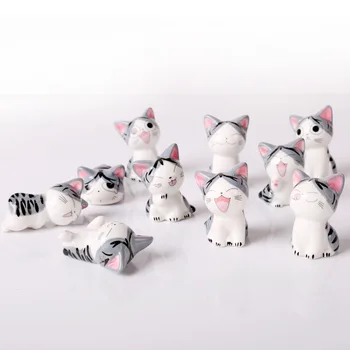 10 adet/Aksesuarları Çocuk Doğum günü Dekor Kedi Hediye için Minyatür Mobilya Ahşap Bebek Evi Figürler Oyuncak DİY Oyuncak seti Mini