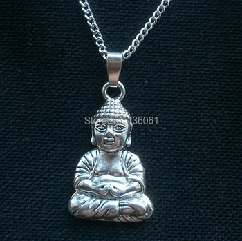 10 ADET Antika Gümüş Buddha Kolye Kolye X522 Gerdanlık Zincir Deyimi Kolye DİY Kadınlar Takılar Hediyeler Aksesuar Takılar