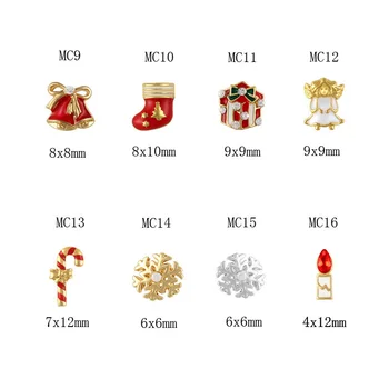 10 adet her parlak elmas alaşım tırnak sanat mutlu Noel tasarım mücevher takılar hediye/çan/kar/mum/koltuk değneği tırnak süsleme