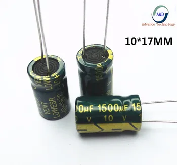 10 adet/lot 10 V 1500UF 10*17 yüksek frekans düşük empedans alüminyum elektrolitik kondansatör 1500uf 10 V
