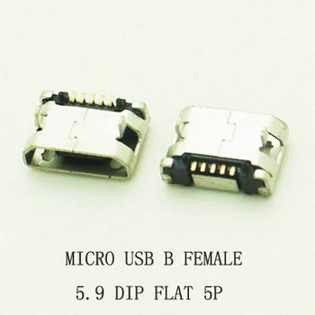 10 adet/lot 5.9 mm Micro USB mobilephone Mini USB jack PCB için Dişi konnektör soket DÜZ AĞIZ kaynak DİP 5pin 5Pin