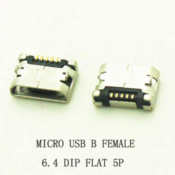 10 adet/lot 6.4 mm Mikro USB cep telefonu Mini USB jack PCB Dişi konnektör DIP 5pin soket DÜZ AĞIZ kaynak 5Pin