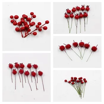 10 ADET Mini Sahte Cam Nar Küçük Çilek Yapay Çiçek Kırmızı Dekoratif Noel Düğün Kiraz Kondisyon