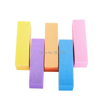 10 adet Tırnak Sanat Kum Tampon Blok Sünger Floresan Renk Fransız Akrilik Tırnak Uçları Zımpara Parlatma Pro Manikür Aracı Dosya