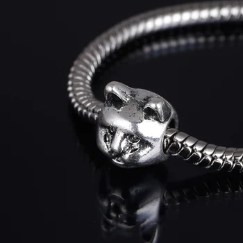 10 Adet Çok Gümüş Alaşımlı bir Boncuk Kedi Şekli Güzel DİY Boncuk Büyük Delik Metal Boncuk Boncuk Charm Spacer Pandora Charms Bilezik İçin Uygun