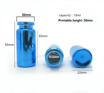 10 ml UV Mavi Enjeksiyon Cam Şişe &Kapak 1/3oz Cam Şişe 10 cc Cam Kaplar 100pcs