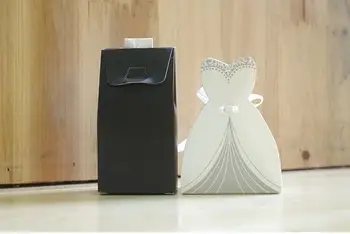 10 Çift Avrupa Takım Elbise Şeker Kutusu Sevimli Siyah Beyaz Elbise Gelin & Damat Gelinlik Düğün Şeker Kutuları Düğün Süslemeleri Şeklinde