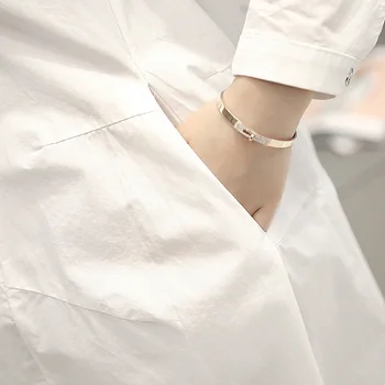 % 100 pamuklu Uzun Kadın beyaz gömlek Bayan ofis işleri gevşek büyük boy ince bluz moda üstleri