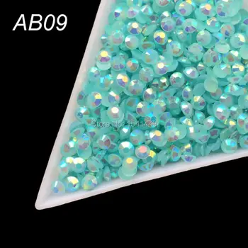 1000pcs/paket DİY Tırnak sanat Jelly Lazer Göl mavi Kristal Taslar AB 3mm yassı sırtlı deniz reçine AB09 Taslar