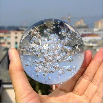 100mm Kristal Cam Kabarcık Topu Cam Ağırlık Mermer Fengshui Topu Ev Dekorasyon Bahçe Süs Havuzu Dekorasyon El Sanatları