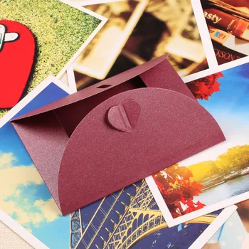 100pcs 10.Kalp toka yaratıcı 5x7cm İnci Kağıt Yeni Vintage Boş zarflar Kırtasiye çok İşlevli Hediye DİY tarz zarfları