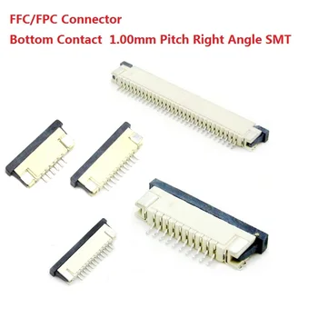 100pcs FFC / FPC bağlayıcı 1.0 mm 4 Pin 5 6 7 8 10 12 14 16 18 20 22 24 26 18 30 P Alt Kontak dik açı SMD / SMT SOCKET 478