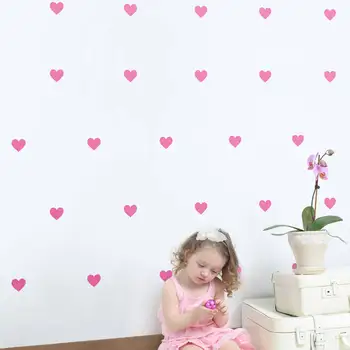 100pcs /lot Mini Kalpler Duvar Sticker Kız Bebek Kreş Vinil Duvar Oturma Odası, Yatak Odası Kızlar Çıkarılabilir ZA760 Süslemek Çıkartmaları Kümesi
