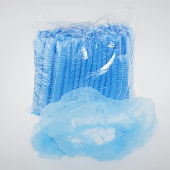 100PCS tek Kullanımlık Saç Duş başlığı Sigara Dokuma Pileli Anti Toz Şapka Hotel Salon Malzemeleri Mavi/Pembe/Beyaz Set