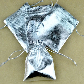 100pcs/çanta Gümüş Takı Drawable Saten Çanta Ambalaj 9x12cm Hediye Çanta & Torbalar,ambalaj torbaları