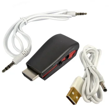 1080P HDMI Dişi VGA Adaptör Dönüştürücü Ses Kablosu USB Güç Kablosu İle Dizüstü PC TV İçin Xbox 360 PS4 için Erkek