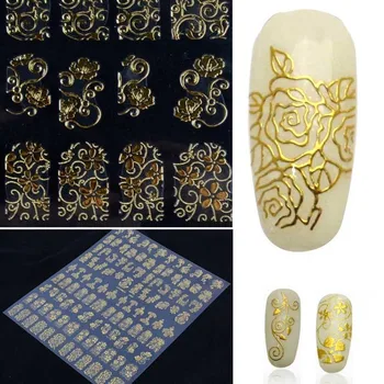 108pcs/Levha 3D Tırnak Sanat Çıkartmalar İpuçları Çıkartma Moda Çiçek Dekorasyon İpucu Sopa Tırnak Sanat Manikür Aksesuarları