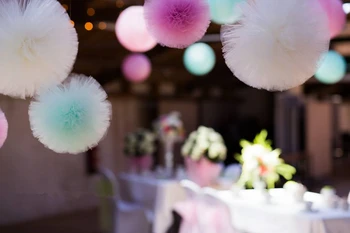 10cm/15cm/20cm/30cm Tül ponponlarla Parti düğün dekorasyon tül pom pom bebek pembe beyaz