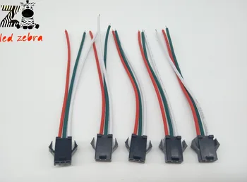 10pair 10cm 3pin jst konnektör,dişi&erkek jst Konnektörler led,ws2811 ws2812b rgb için 22awg kırmızı, yeşil ve beyaz teller şerit led