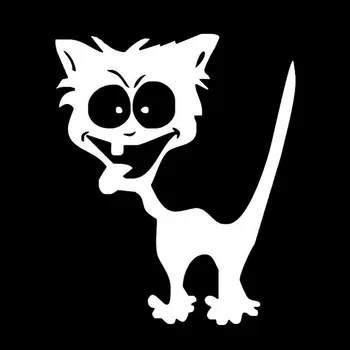 12.7*15,2 CM Çılgın Hayvan Kedi Araba Sticker Vinil Araba Çıkartmaları Komik Şirin Kamyon Dekorasyon Stil Siyah/Gümüş S1-0088