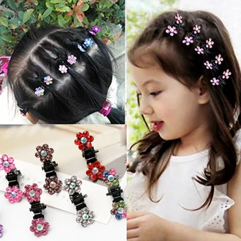 12 Adet/Lot Yeni Bebek Çocuk Çocuk Mini Kristal Çiçek Saç Tokası Saç Pençe Kelepçe Kızlar Saç Tokası Saç Pin Saç Aksesuarları