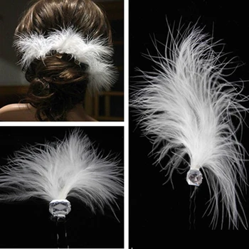 12 ADET Moda Nedime Tüy saç Tokası Kristal Düğün Saç Pin Klip Aksesuarları Gelin Headpieces Tüylü