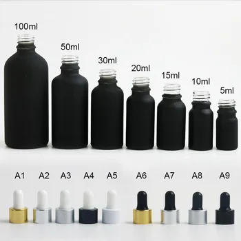 12 x 100 ml 50ml 30 ml 20 ml 15 ml 10 ml 5 ml frost siyah cam uçucu yağı damlalık şişe uçucu damla şişe Kozmetik Kapları